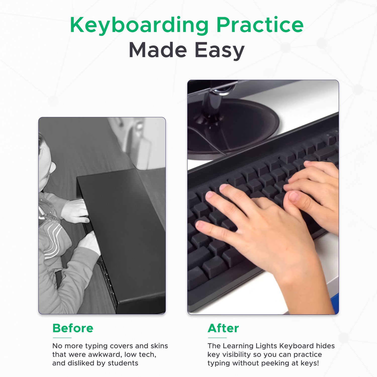 KeyMaster Learning Lights Keyboard Hides Key Visibility as Students Learn Touch-Type Mastery