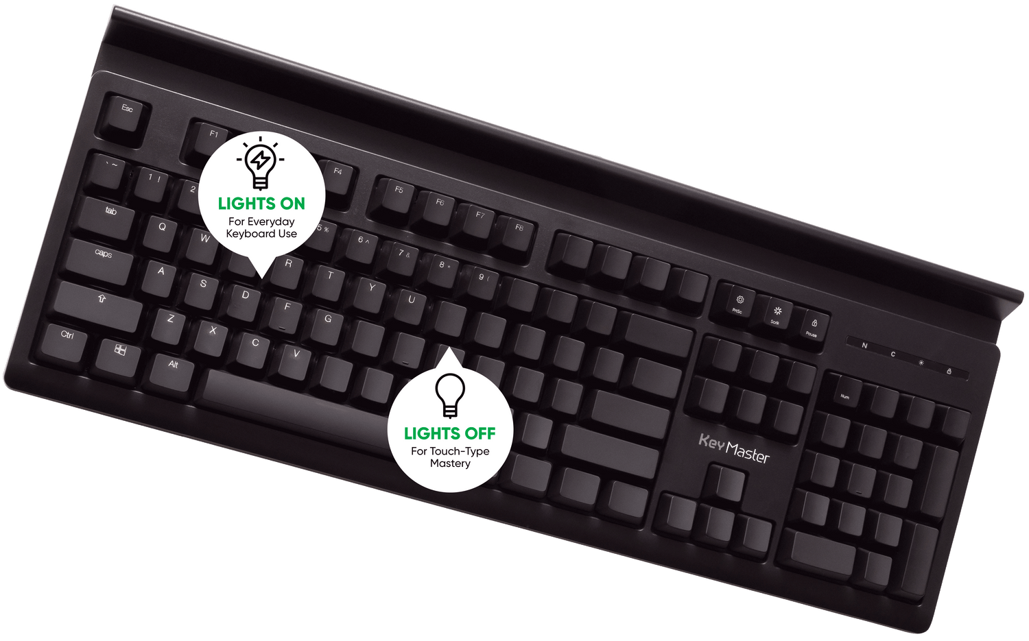 KeyMaster Learning Lights Keyboard Hides Key Visibility as Students Learn Touch-Type Mastery