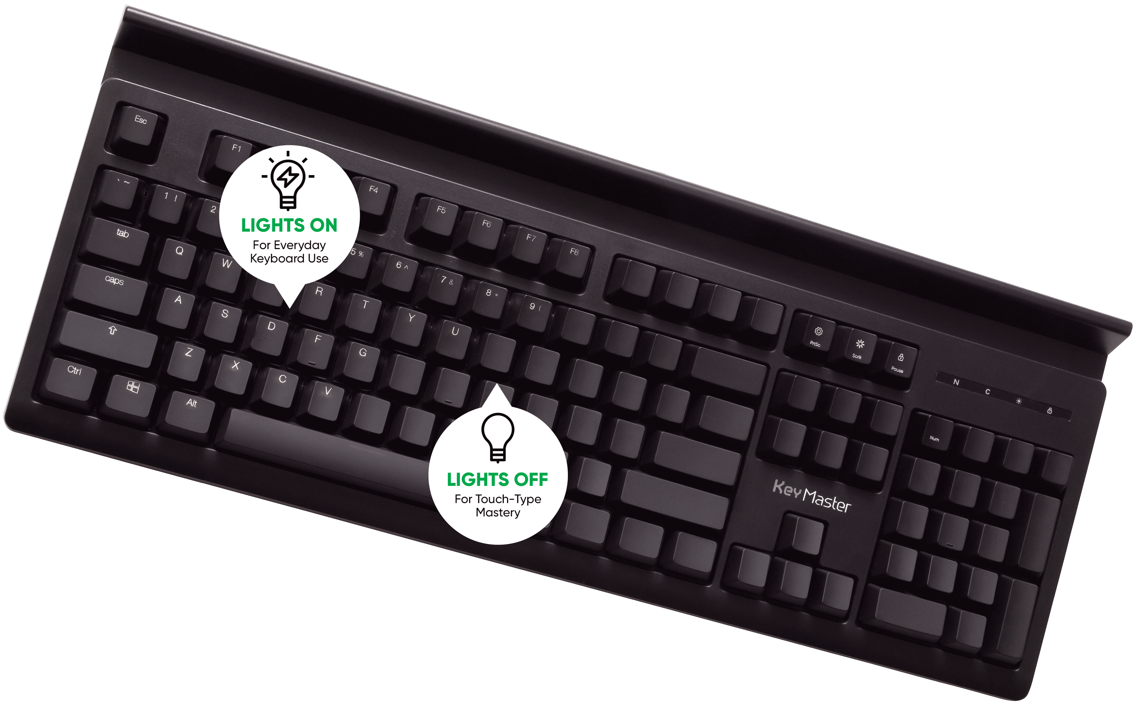 KeyMaster Learning Lights Keyboard Hides Key Visibility as Students Learn Touch Typing