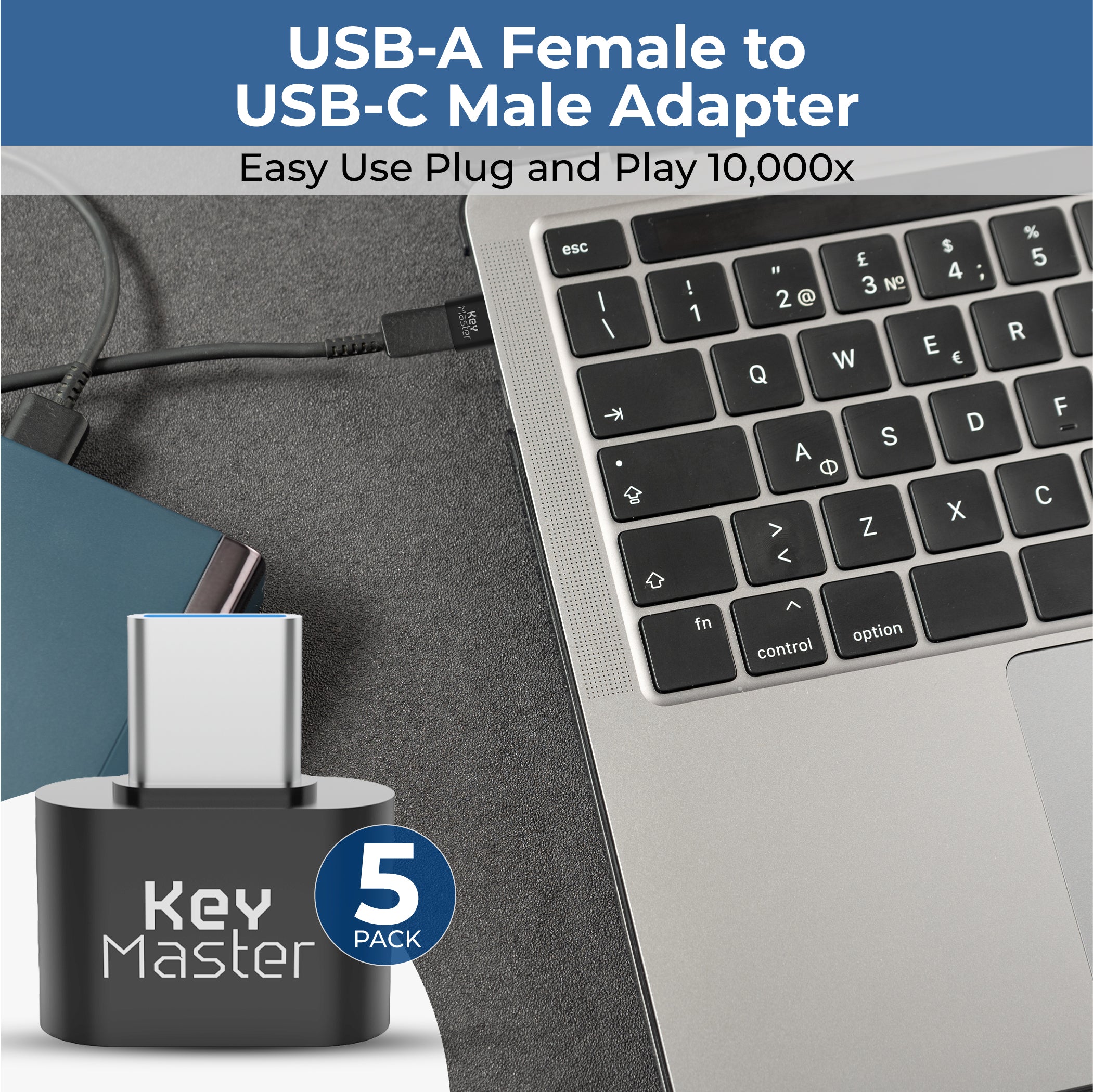 5 PACK USB-A Female to USB-C Male Adapter