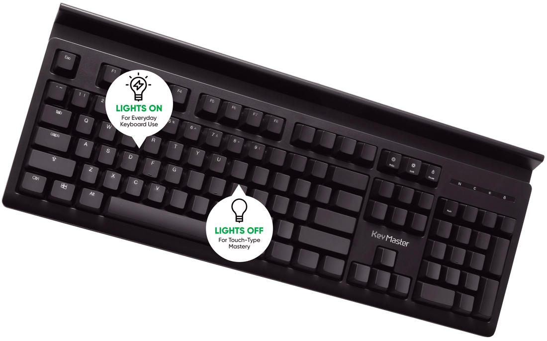 KeyMaster Learning Lights Keyboard Hides Key Visibility as Students Learn Touch Typing